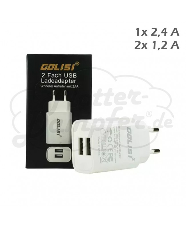2,4A Netzstecker • 2x USB Ladestecker