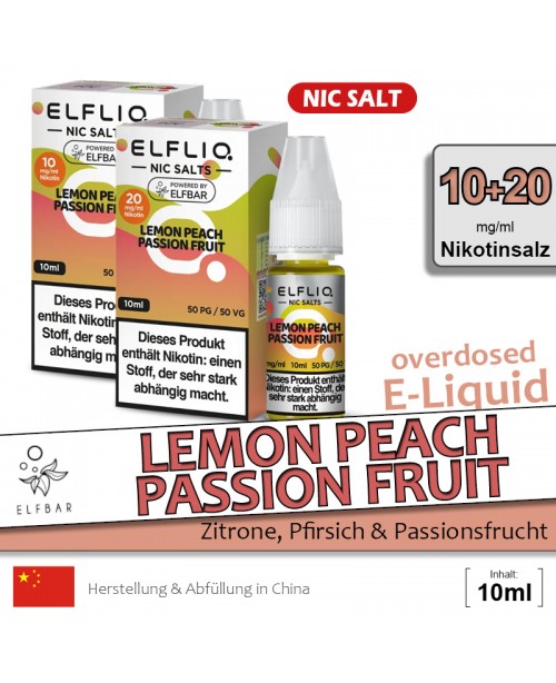 Elfbar Elfliq Lemon Peach Passion Fruit Liquids