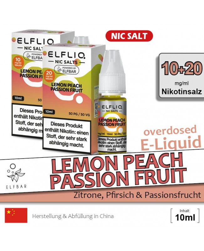 Elfbar Elfliq Lemon Peach Passion Fruit Liquids